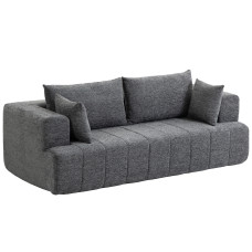 3 Seater Sofa, Chenille Boneless Cloud Couch with Thick Spring Cushion, Wide and Deep Seat, Wide Armrests, Grey