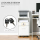 2 Drawer Filing Cabinet with Lock, Vertical File Cabinet with Wheels, Mobile Office Cabinet for A4, Letter Size, White