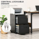 File Cabinet, Vertical Filing Cabinet with Adjustable Partition for A4 Letter Size, Lockable for Office, Black