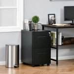 File Cabinet, Vertical Filing Cabinet with Adjustable Partition for A4 Letter Size, Lockable for Office, Black