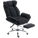 Big and Tall Office Chair Footrest Executive Desk Chair High Back Snowflake Velvet Reclining, Black