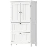 Bathroom Storage Cabinet, Narrow Bathroom Cabinet with 2 Drawers, Adjustable Shelf for Living Room, Entryway, White