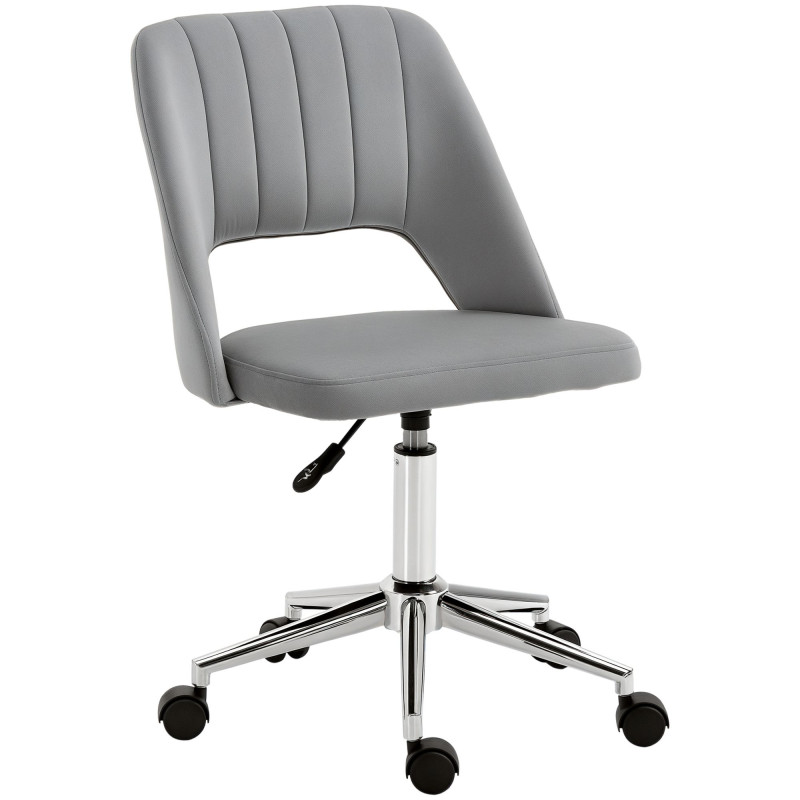 Mid Back Office Chair Velvet Fabric Swivel Scallop Shape Computer Desk Chair, Grey