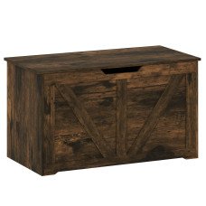 31.5 Inches Storage Chest, Storage Trunk with Safety Hinge for Living Room, Rustic Brown