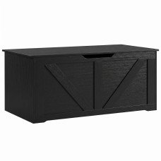 39.4 Inches Storage Chest, Storage Trunk with 2 Safety Hinges for Living Room, White Wood Grain