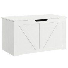 31.5 Inches Storage Chest, Storage Trunk with Safety Hinge for Living Room, White Wood Grain
