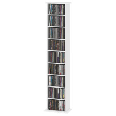 9-Tier DVD Shelf with 7 Adjustable Shelves, Slim CD Shelf, Holds 252 CDs, 147 DVDs or 189 Blu-rays, White