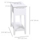 Flip Top End Table, Side Table with Storage Shelf and Cable Management, Narrow Nightstand for Living Room, Bedroom, White