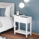 Flip Top End Table, Side Table with Storage Shelf and Cable Management, Narrow Nightstand for Living Room, Bedroom, White
