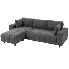 Sectional Couch with Integrated Seat, 3 Seater L-Shaped Sofa with Changeable Chaise, Spring Cushion, Charcoal Grey