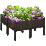 4-piece Raised Garden Bed PP Raised Flower Bed Plant Stand Stackable Vegetable Herb Grow Box