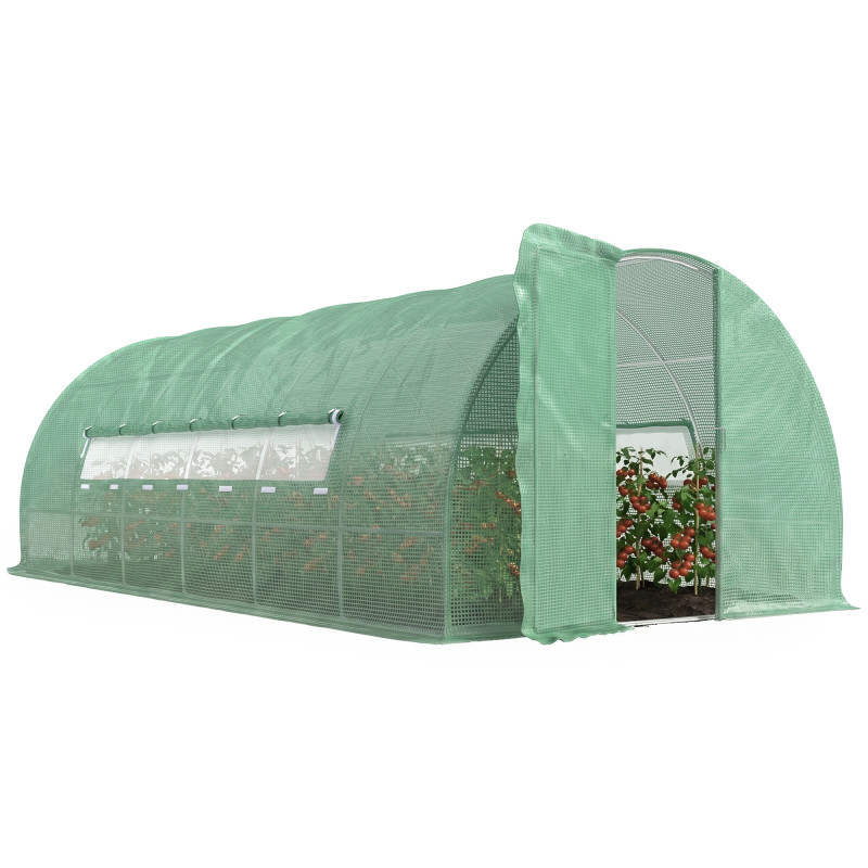 20x10x6.6ft Heavy Duty Outdoor Walk-in Tunnel Greenhouse Portable Garden Planting Warm House with PE Cover Green