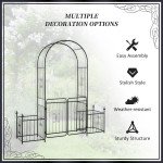7.2FT Metal Garden Arch with Gate, 2 Side Planter Baskets, Garden Arbor Archway Trellis for Roses and Climbing Plants, Black
