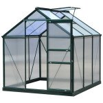 6.2' x 6.3' x 6.6' Clear Polycarbonate Greenhouse, Large Walk-In Green House Garden, Plants Grow, Galvanized Sheet Frame w/ Slide Door