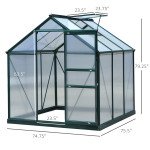 6.2' x 6.3' x 6.6' Clear Polycarbonate Greenhouse, Large Walk-In Green House Garden, Plants Grow, Galvanized Sheet Frame w/ Slide Door