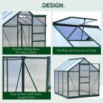 6.2' x 6.3' x 6.6' Clear Polycarbonate Greenhouse, Large Walk-In Green House Garden, Plants Grow, Galvanized Sheet Frame w/ Slide Door