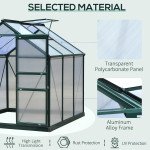 6.2' x 6.3' x 6.6' Clear Polycarbonate Greenhouse, Large Walk-In Green House Garden, Plants Grow, Galvanized Sheet Frame w/ Slide Door