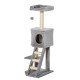 47" Tall Cat Tree Tower with Condo, Ladder, Scratching Posts and Hanging Ball, Light Grey