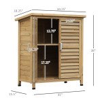 Wooden Garden Storage Shed Kit Wood Garage Tool Organisation Cabinet with 2 Door , 34" x 18" x 38", Natural