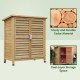 Wooden Garden Storage Shed Kit Wood Garage Tool Organisation Cabinet with 2 Door , 34" x 18" x 38", Natural