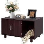 Cat Litter Box Enclosure, Hidden Litter Box Furniture, Cat House End Table Washroom with Scratching Pad, for Indoor Cats Kittens, 36" x 20.5" x 20", Brown