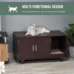 Cat Litter Box Enclosure, Hidden Litter Box Furniture, Cat House End Table Washroom with Scratching Pad, for Indoor Cats Kittens, 36" x 20.5" x 20", Brown