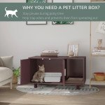Cat Litter Box Enclosure, Hidden Litter Box Furniture, Cat House End Table Washroom with Scratching Pad, for Indoor Cats Kittens, 36" x 20.5" x 20", Brown