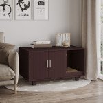 Cat Litter Box Enclosure, Hidden Litter Box Furniture, Cat House End Table Washroom with Scratching Pad, for Indoor Cats Kittens, 36" x 20.5" x 20", Brown