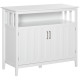 Sideboard Buffet Server Storage Cabinet Console Table with 2 Doors and Adjustable Shelves for Kitchen & Dining Room, White