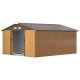 11' x 13'Garden Storage Shed w/ Foundation Kit Metal Tool Storage House w/ Double Doors Yellow