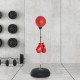 Soozier Boxing Bag with Stand, Freestanding Punching Bag with 49.6"-56.7" Adjustable Height, Fillable Base, Pump, Gloves, Red