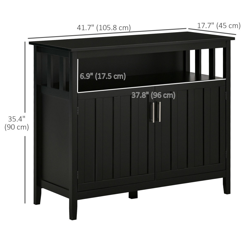 Sideboard Buffet Server Storage Cabinet Console Table with 2 Doors and Adjustable Shelves for Kitchen & Dining Room, Black