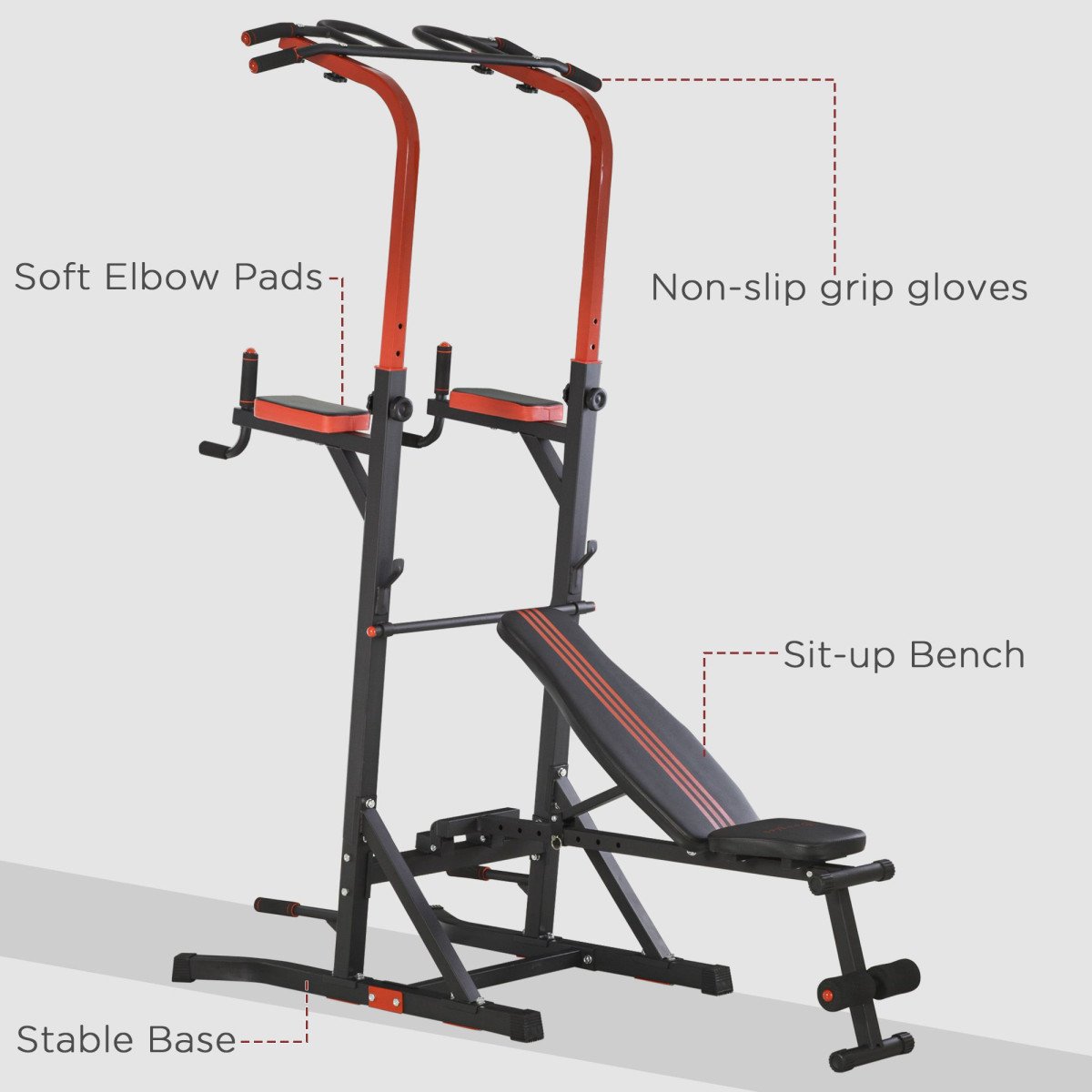 Soozier Power Tower Pull Up Bar Station for Home Gym Training Workout Equipment With Sit Up Bench