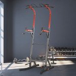 Soozier Power Tower Pull Up Bar Station for Home Gym Training Workout Equipment With Sit Up Bench