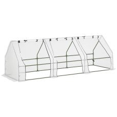 9' x 3' x 3' Outdoor Mini Greenhouse, Portable Tunnel Greenhouse with Large Zipper Doors and PE Cover for Garden, White