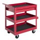 3-Tier Rolling Tool Cart with Drawer and Side Box, 132 LBS Capacity Steel Utility Cart, Mobile Service Tool Organizer for Garage, Warehouse, Workshop, Red