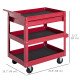 3-Tier Rolling Tool Cart with Drawer and Side Box, 132 LBS Capacity Steel Utility Cart, Mobile Service Tool Organizer for Garage, Warehouse, Workshop, Red