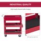 3-Tier Rolling Tool Cart with Drawer and Side Box, 132 LBS Capacity Steel Utility Cart, Mobile Service Tool Organizer for Garage, Warehouse, Workshop, Red