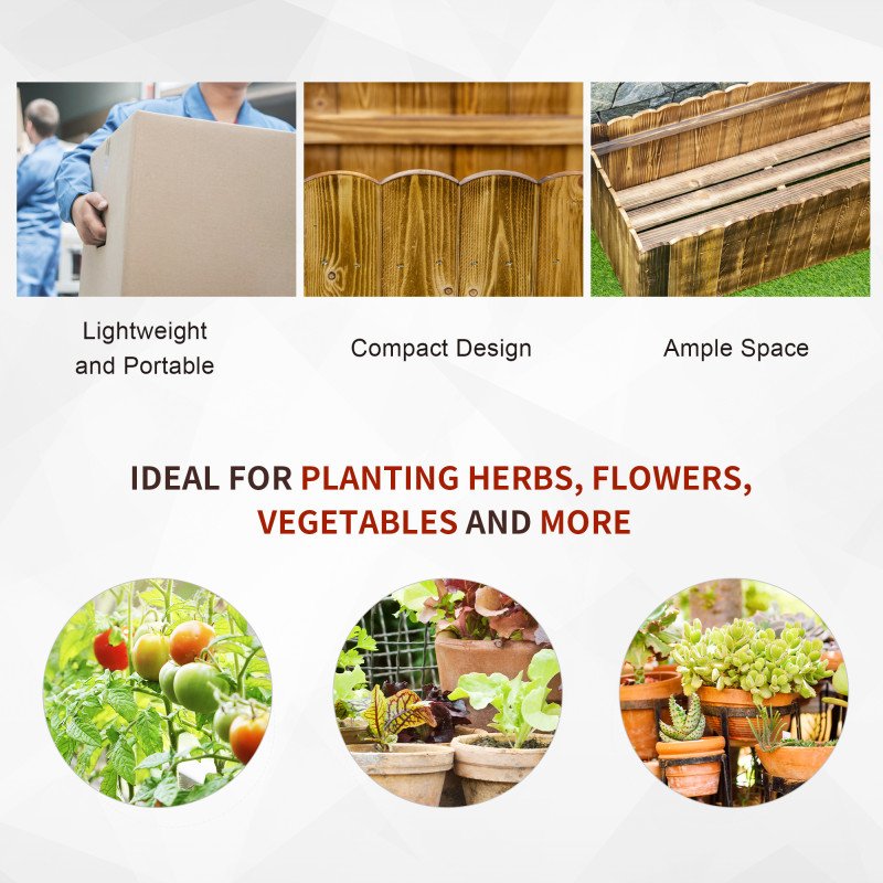 40" x 16" x 12" Wooden Raised Garden Bed, Raised Planter Box, Planter Raised Bed with Drainage Holes, Natural