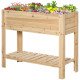 Raised Garden Bed with Legs, Elevated Box Planter with Storage Shelf, Bed Liner for Backyard Patio, Natural Wood