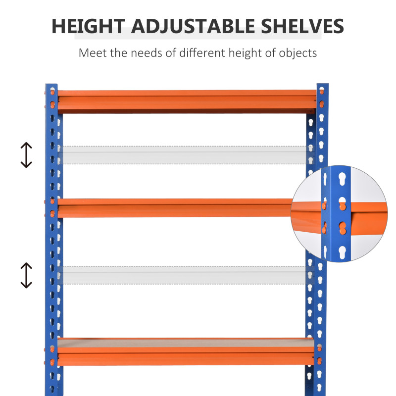 5-Tier Heavy Duty Garage Shelf, Metal Shelving Unit with Adjustable Shelves, Metal Frame, 31.5"x15.75"x71.75", 3300 lbs Capacity for Workshop, Shed, Office