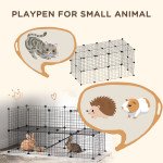 40 Pcs Small Animal Cage Bunny Hutch Portable Metal Wire with Ramps for Kitten Chinchilla, Black