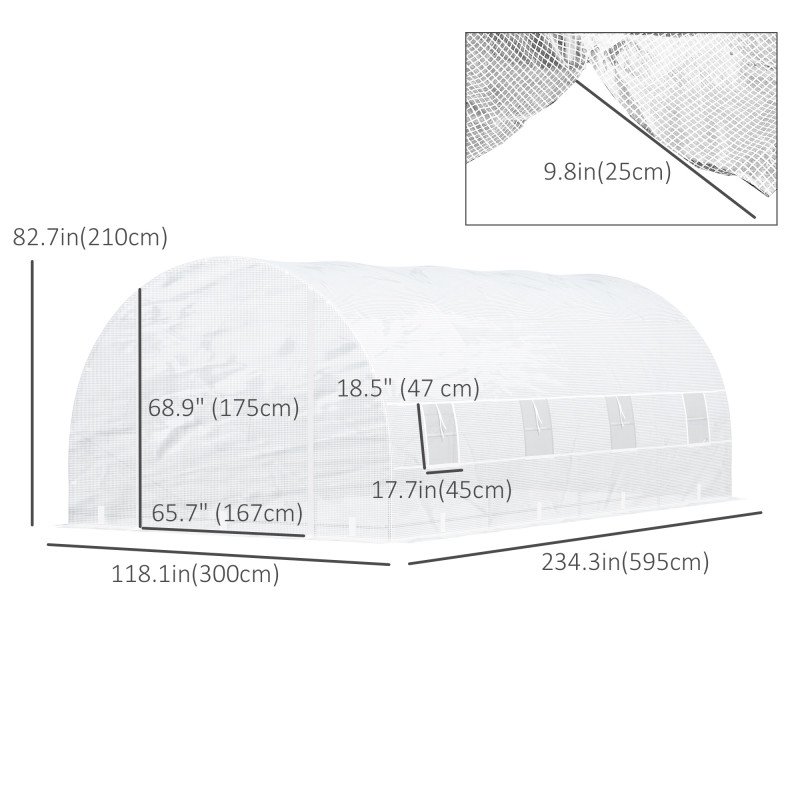 20x10x7ft Heavy Duty Tunnel Walk-in Greenhouse Outdoor Backyard Seed Plant Vegetables Grow Warm House White