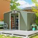 9.1'x6.4'x6.3' Garden Storage Shed w/ Foundation Kit Metal Tool Storage House w/ Double Doors Light Green