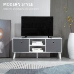 Modern TV Stand Cabinet with Foldable Drawers and Shelves for Living Room, Bedroom, White