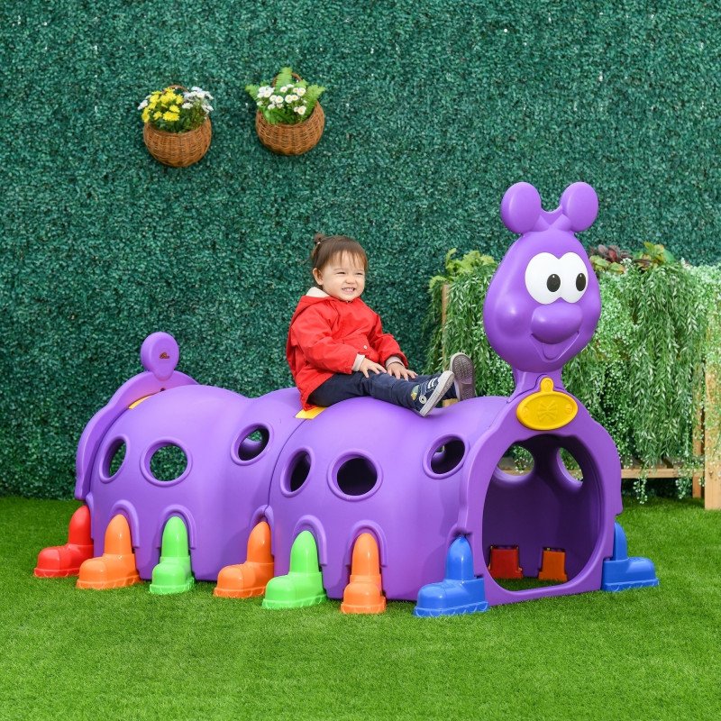 Qaba Lion Design Tunnel for Kids to Crawl Through, for 3-6 Years, Purple