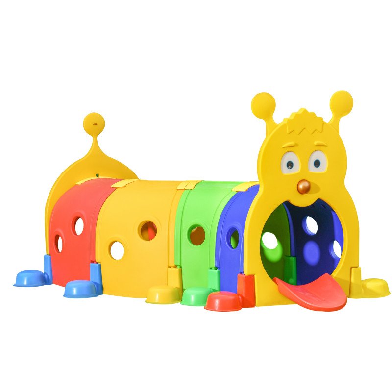 Qaba Caterpillar Design Tunnel for Kids to Crawl Through, for 3-6 Years, Multicolour