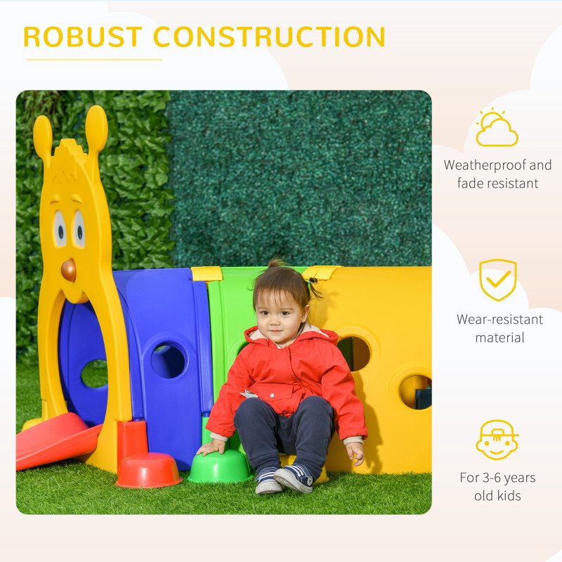 Qaba Caterpillar Design Tunnel for Kids to Crawl Through, for 3-6 Years, Multicolour