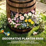 Wooden Outdoor Fountain, Electrical Barrel Waterfall with 3600r/min Speed Pump for Patio, Backyard, Carbonized