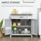 Farmhouse Sideboard Buffet Cabinet, Storage Cabinet with Barn Doors, Grey Grain